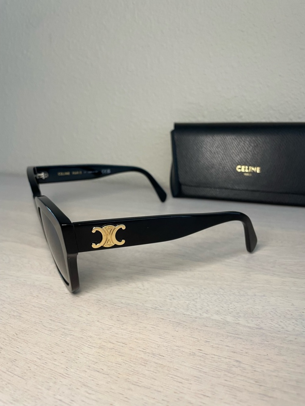 Celine Triomphe Acetate Square Black Sunglasses - Picture 4 of 11